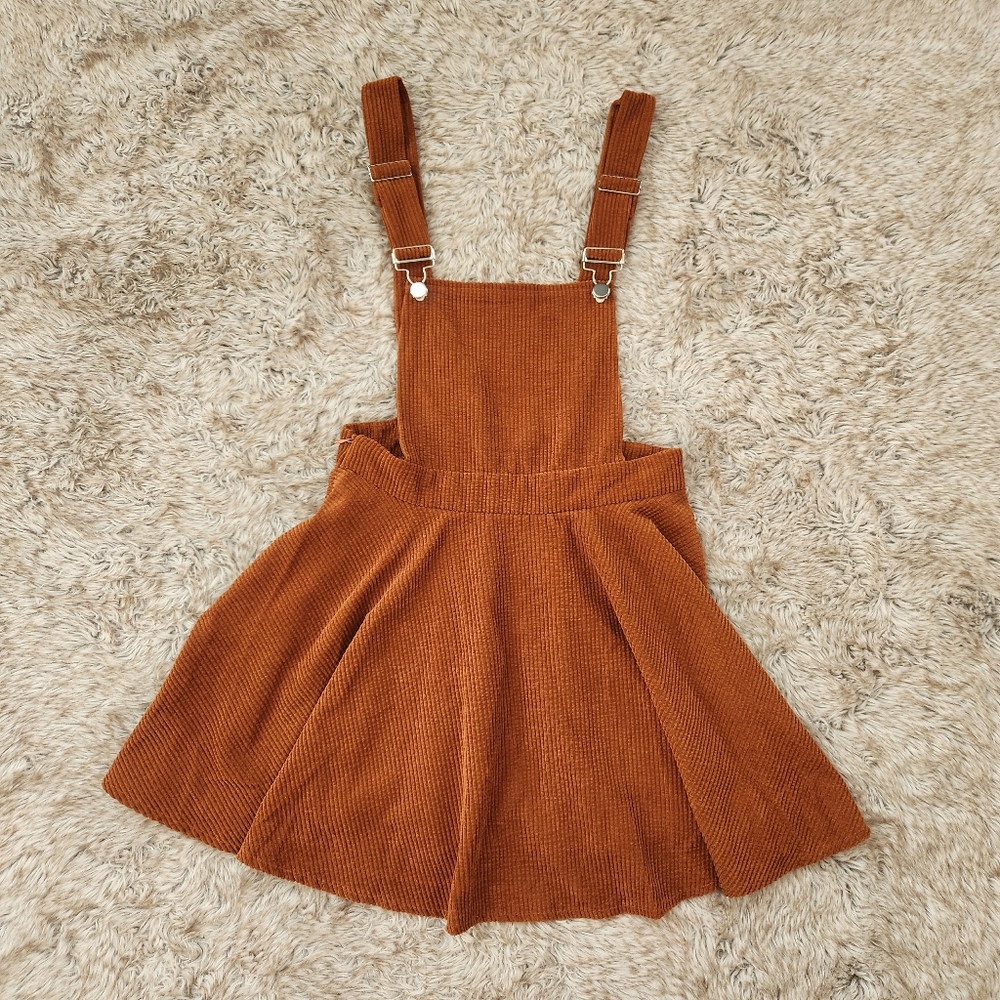 SHEIN‎ Brown Corduroy Overall Mini Dress Women's Size Medium